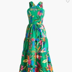 J. Crew Factory printed tiered halter midi dress
